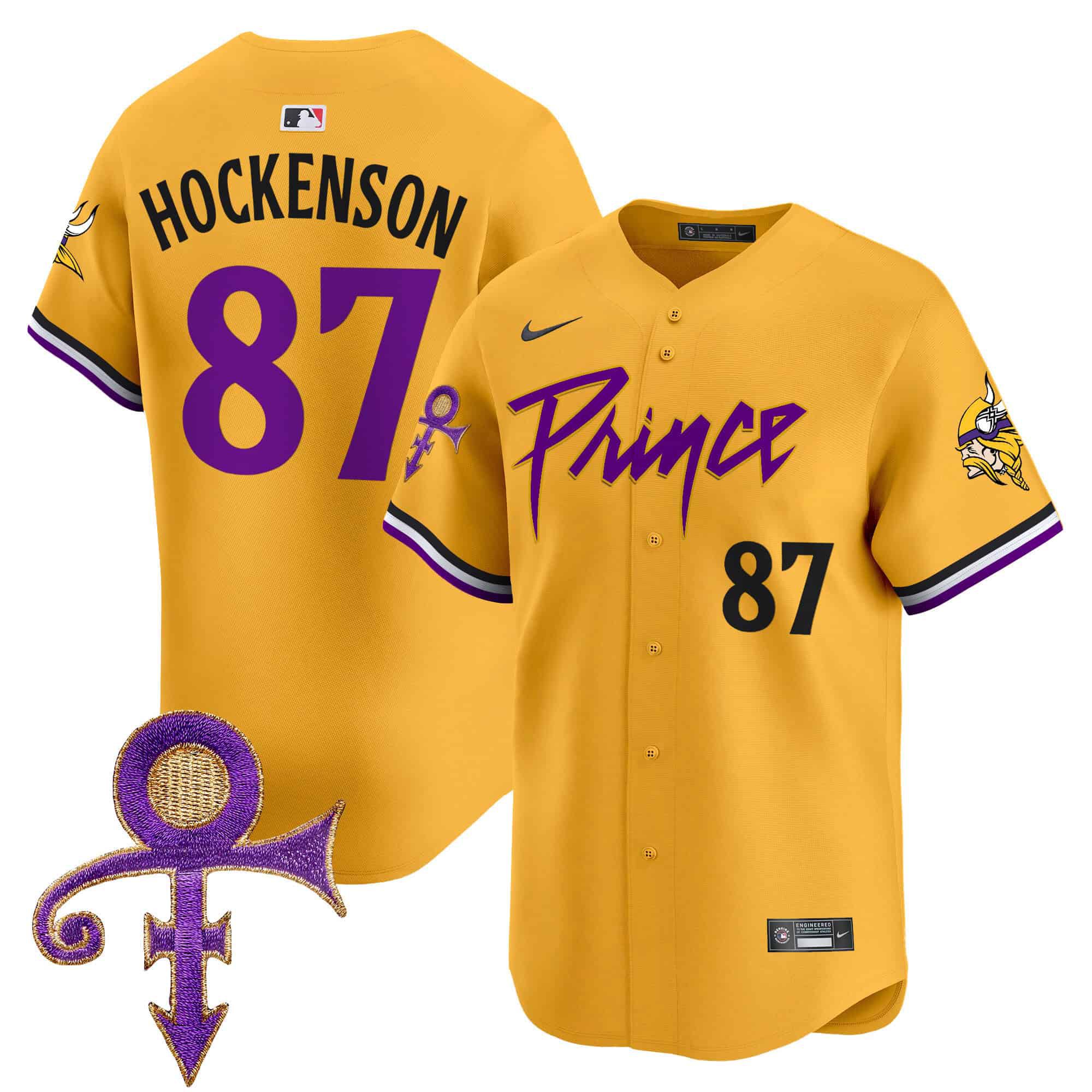 Men Minnesota Vikings 87 Hockenson Yellow 2024 Nike Prince Patch Vapor Premier Limited NFL Jersey